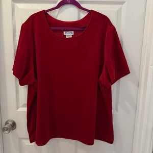 Vintage Blair Women 3XL‎ Red Velvet Short Sleeve Pullover Blouse Top